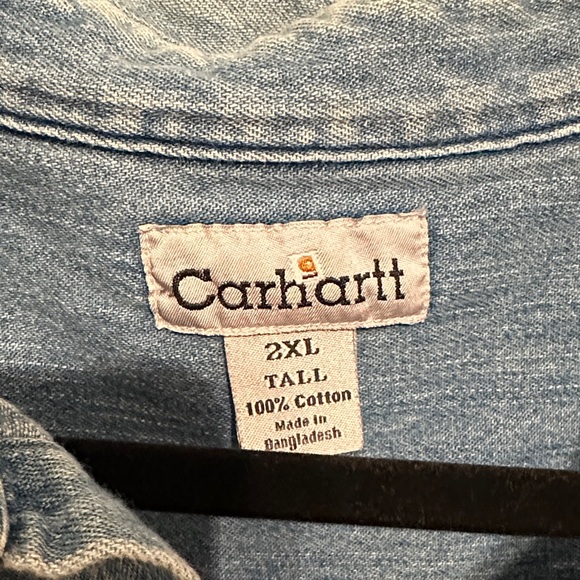 Carhartt Blue Denim Shirt sz 2XL/XXL 100% Cotton - Picture 2 of 4